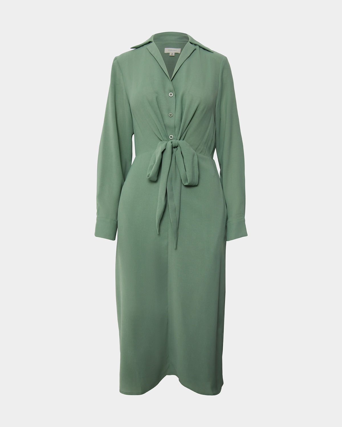 Elaine Twisted Tie Front Dress in green — product-only view