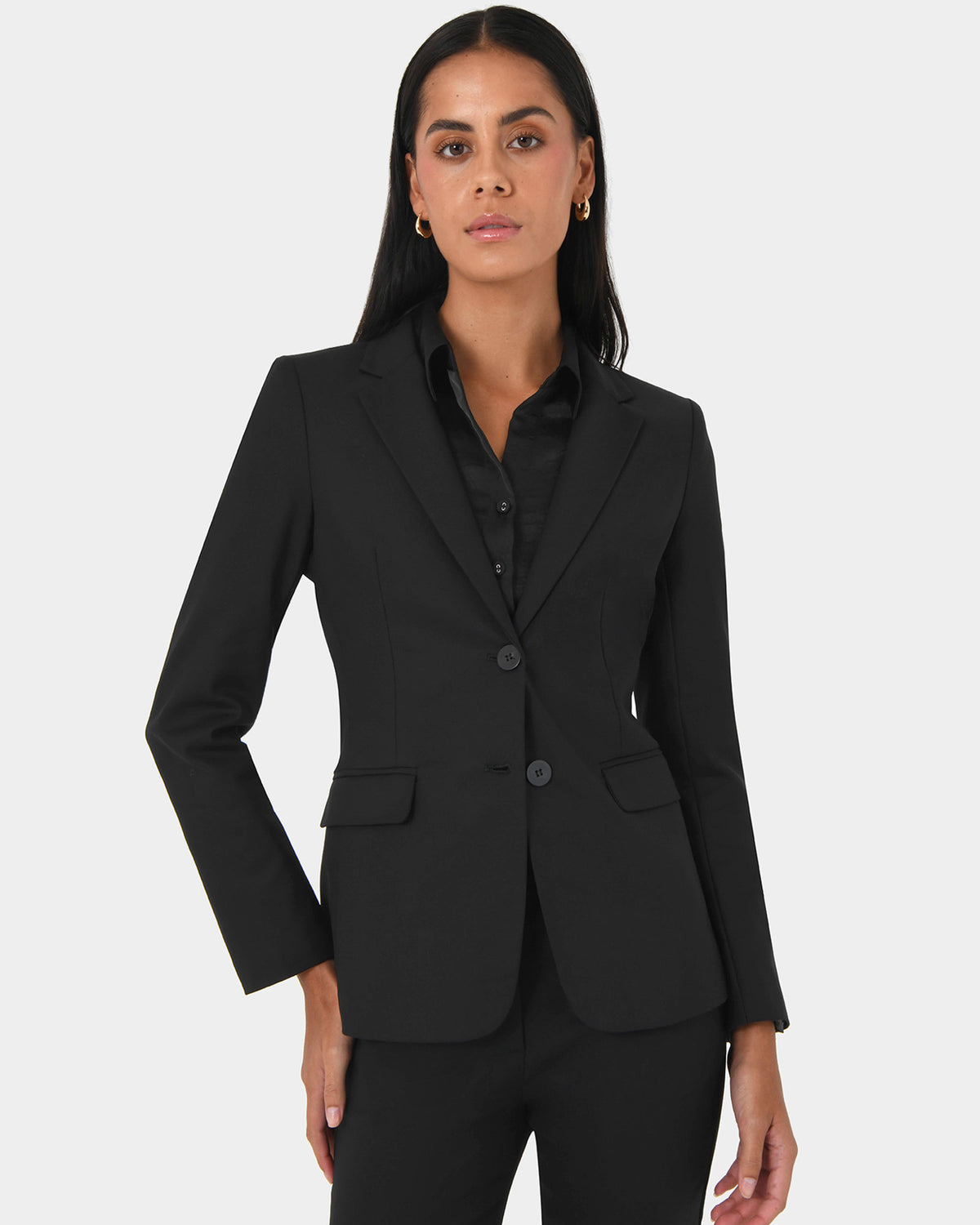 Lauren Single Breasted Jacket in black — close-up view 3