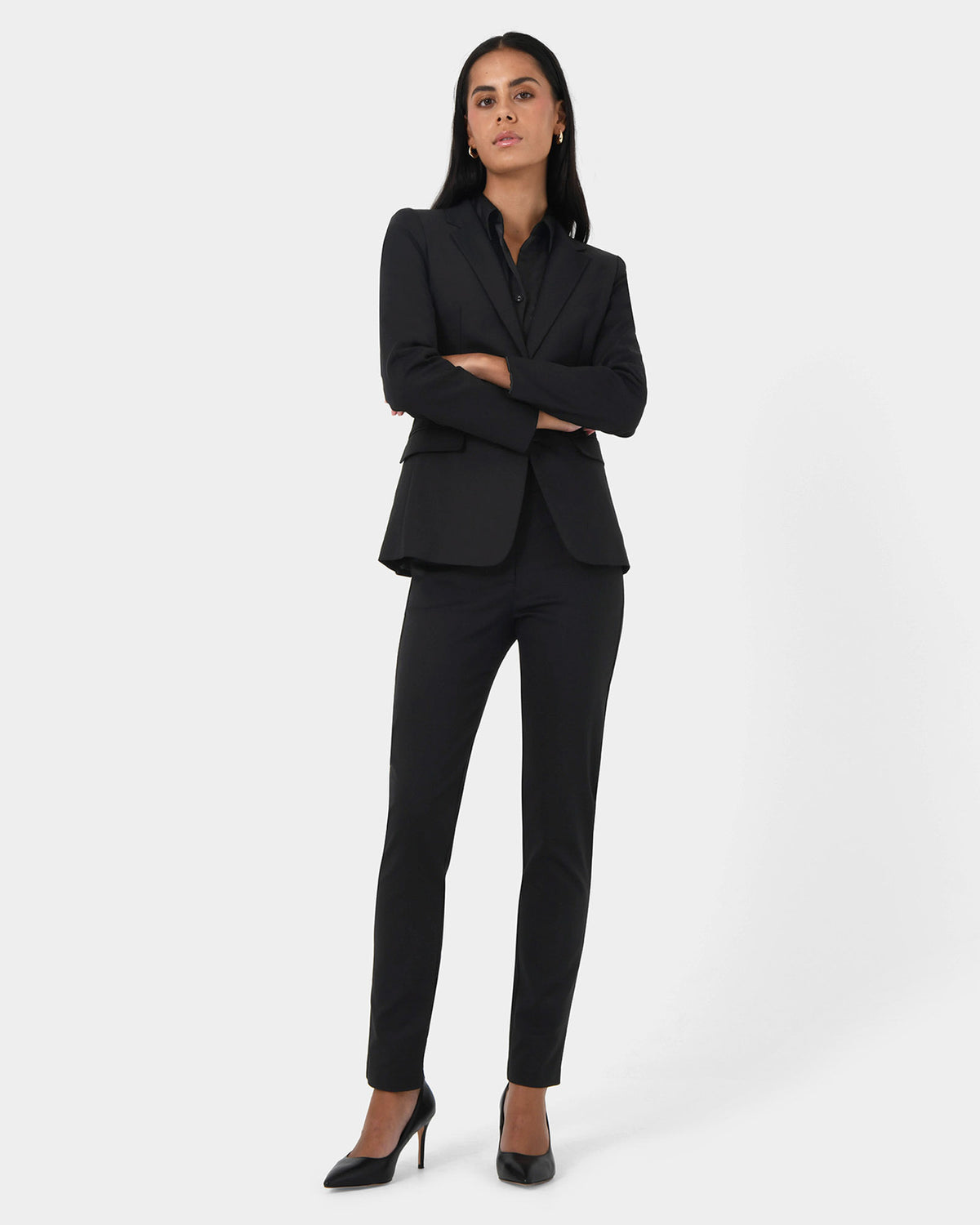 Lauren Single Breasted Jacket in black — full-length view 2