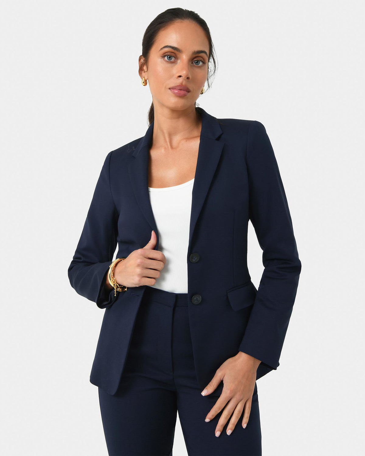 Lauren Single Breasted Jacket in navy — close-up view 2