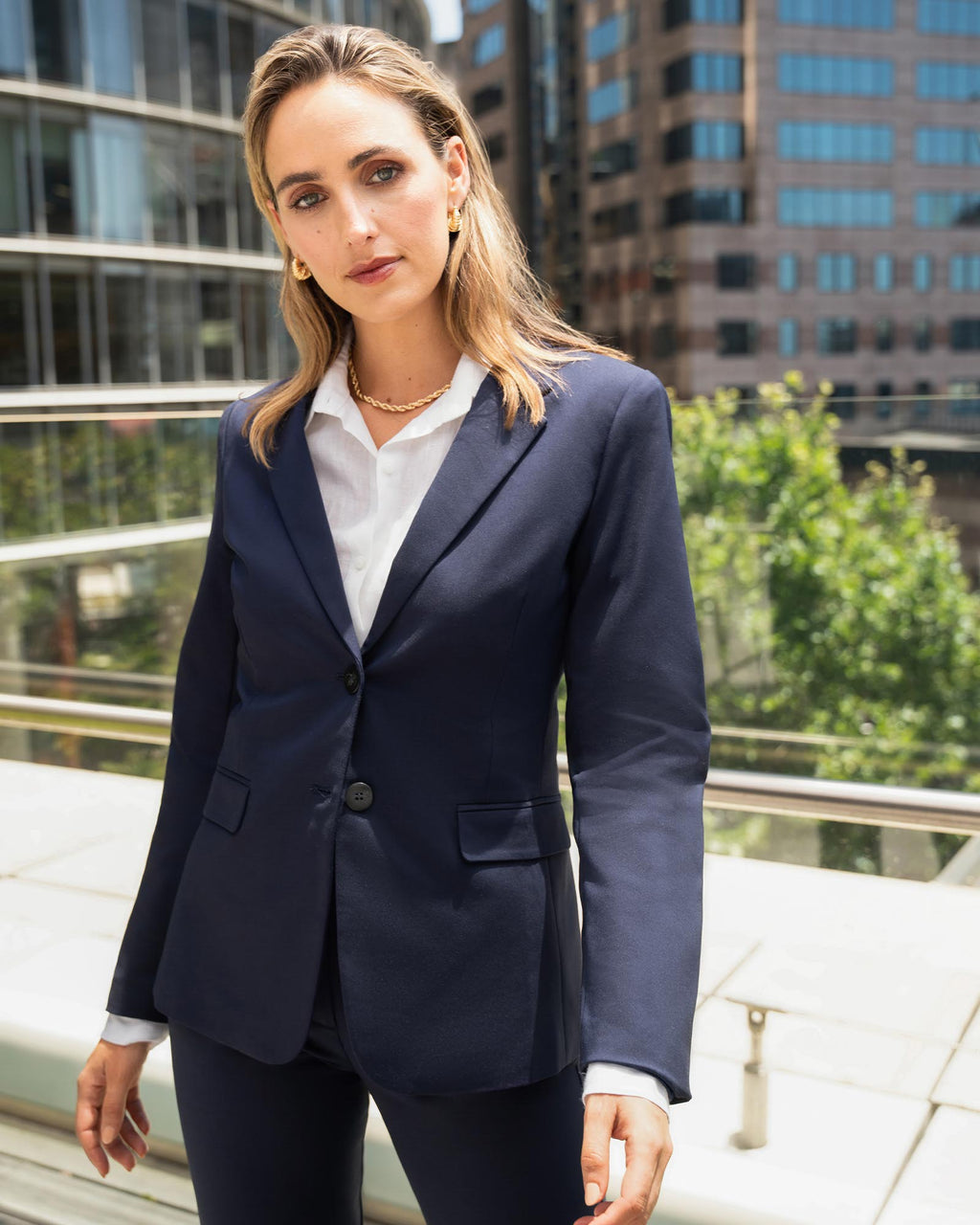 Lauren Single Breasted Jacket in navy — alternate view