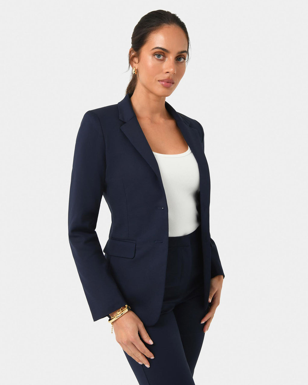Lauren Single Breasted Jacket in navy — side view
