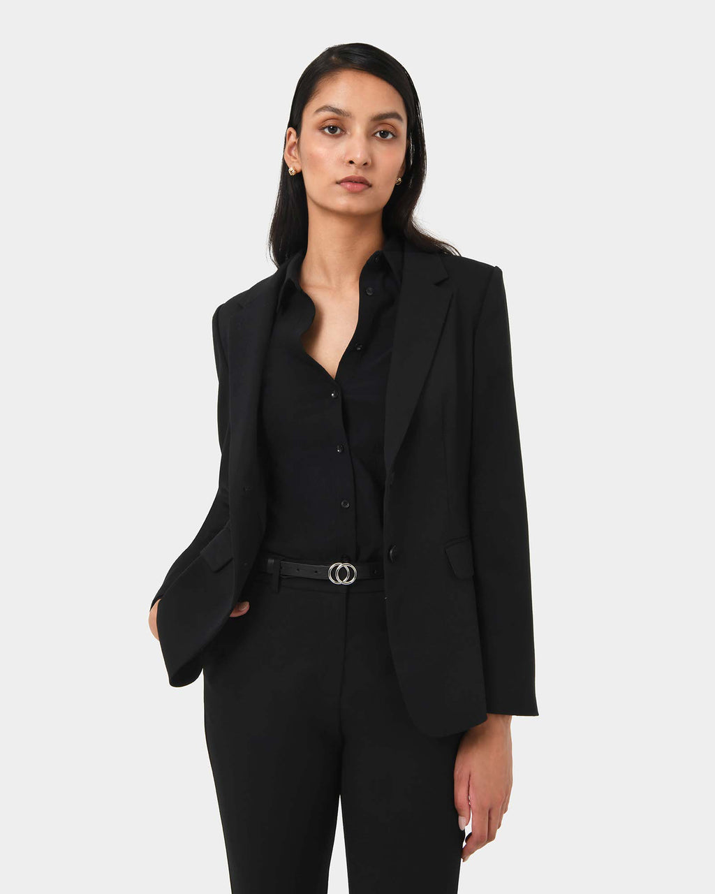 Karlie Single Breasted Blazer in black — close-up view