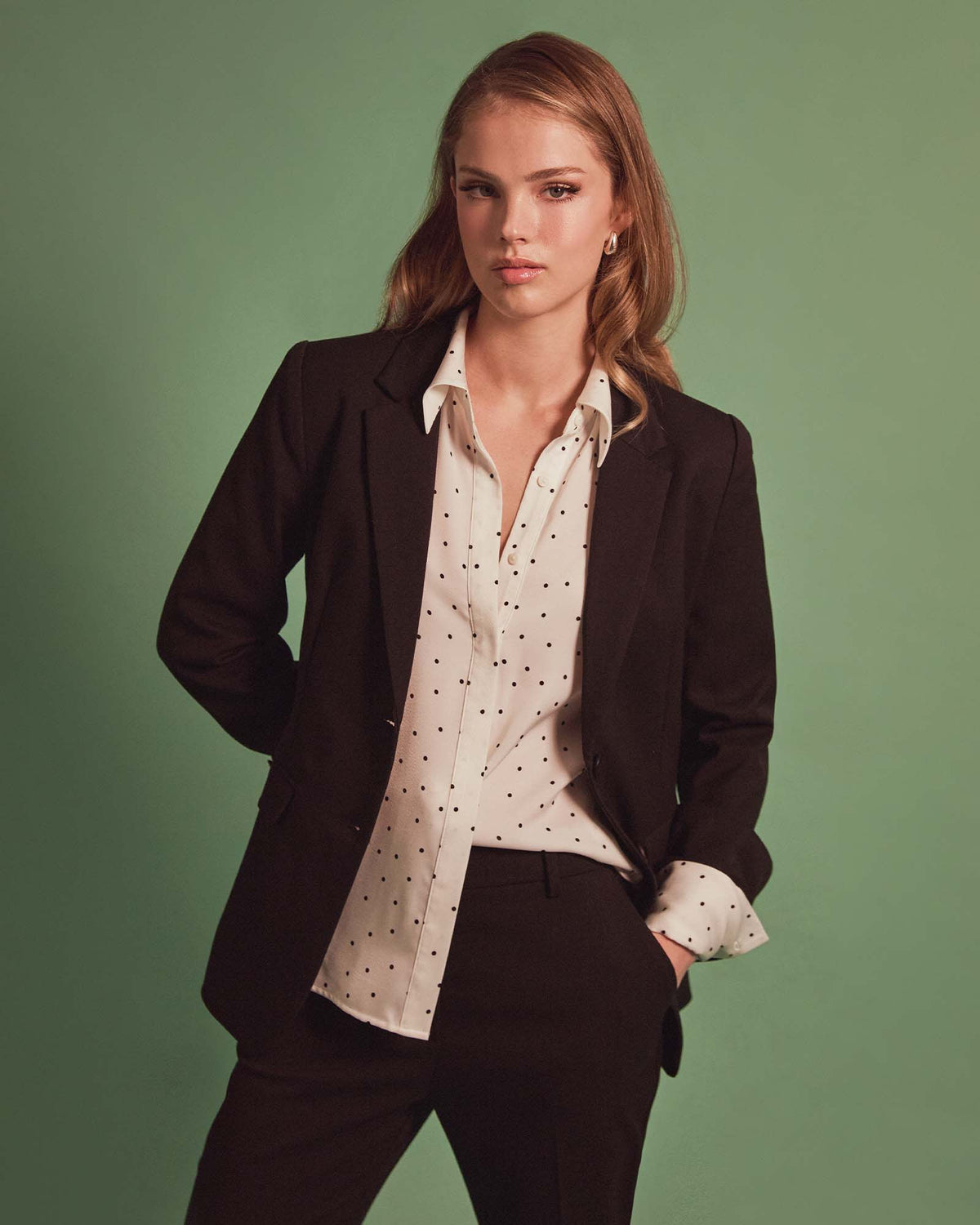 Karlie Single Breasted Blazer in black — close-up view 3