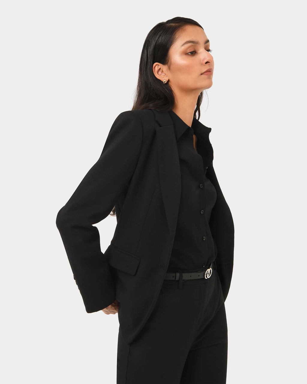 Karlie Single Breasted Blazer in black — side view
