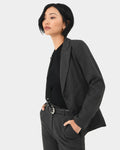 Reign Single Breasted Blazer in charcoal — close-up view