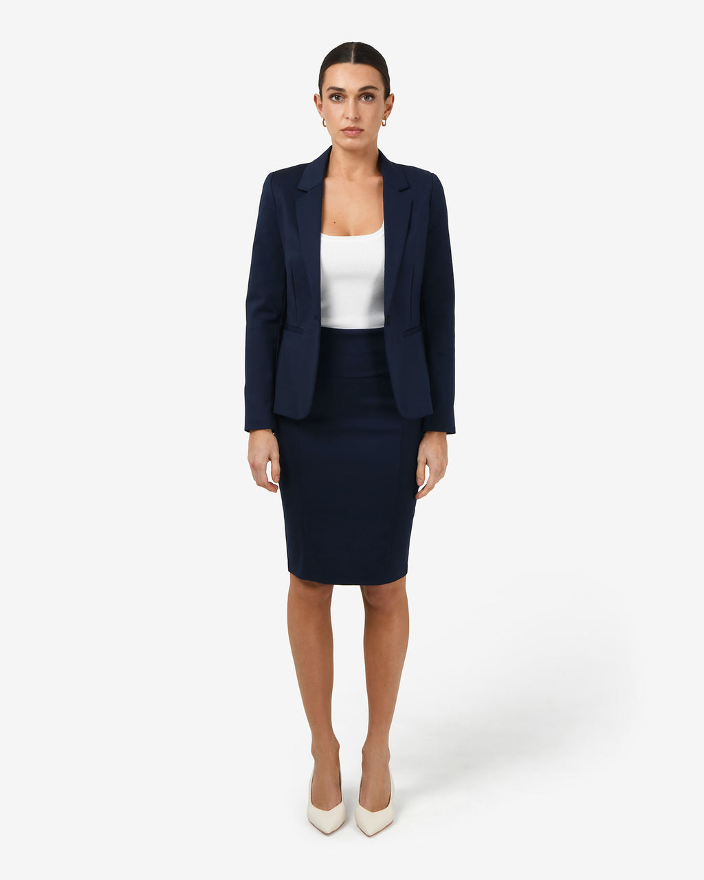 Safira Suit Jacket in navy — full-length view