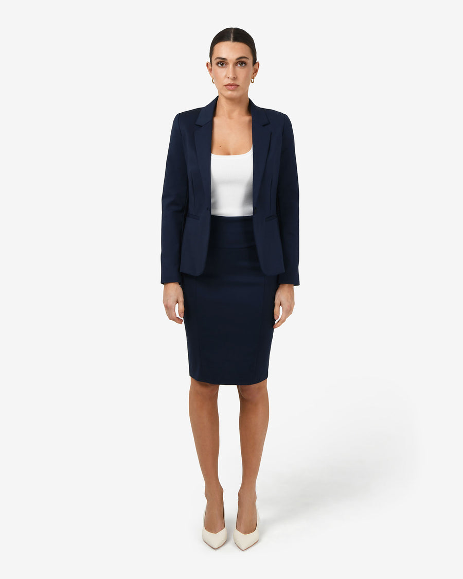 Safira Suit Jacket in navy — full-length view