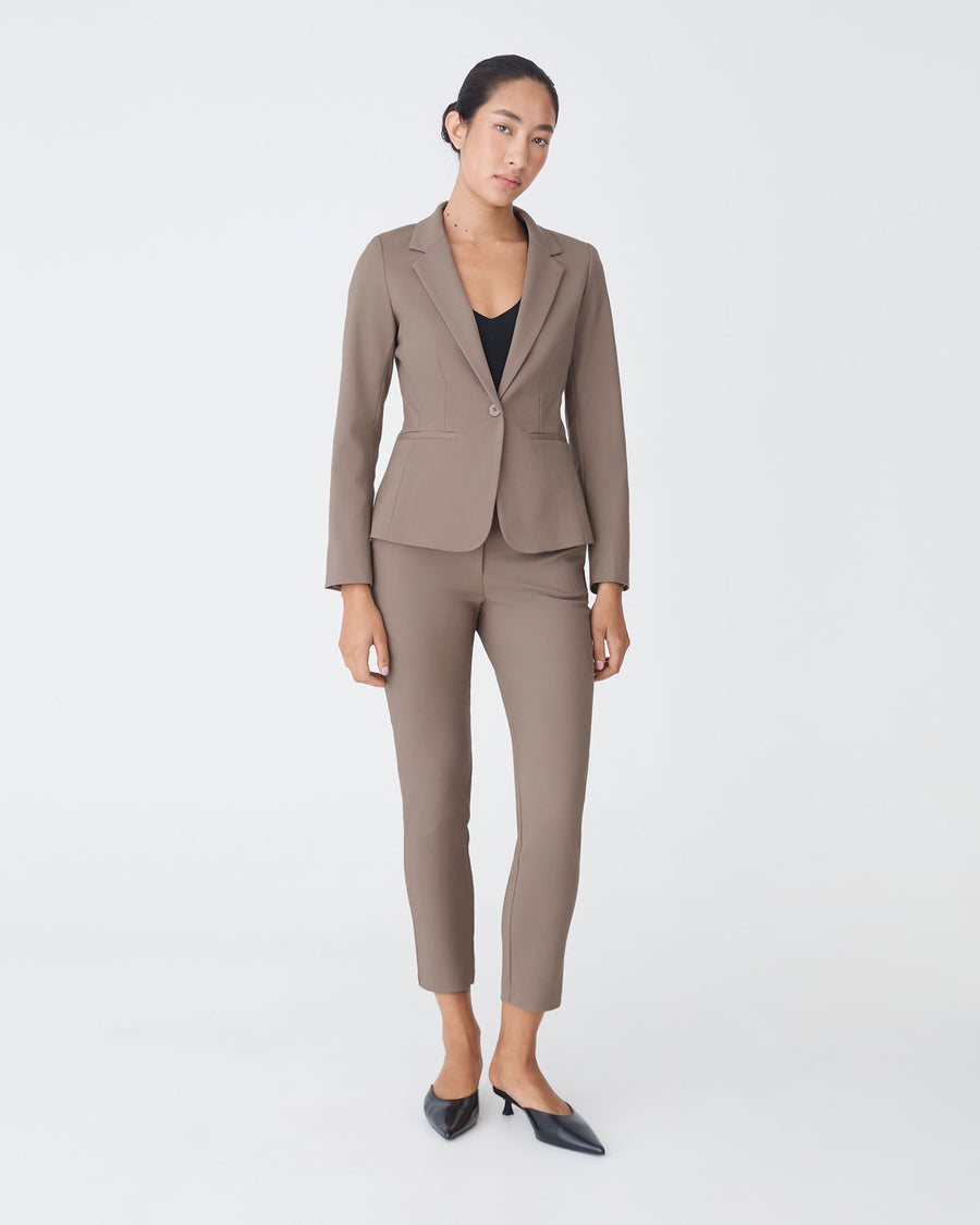 Safira Suit Jacket in walnut — full-length view