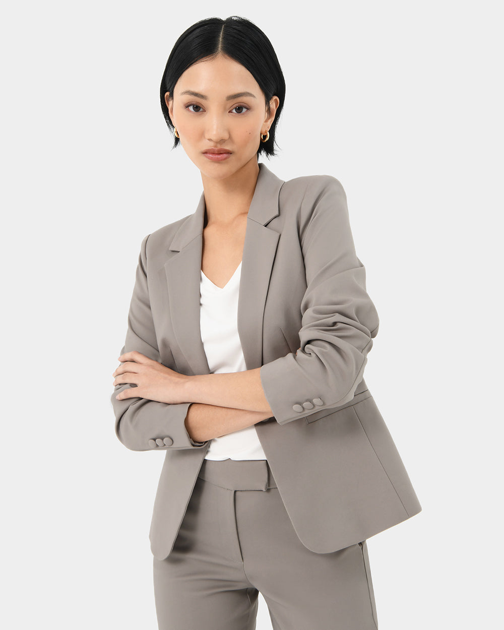 Taylor 2 Suit Jacket in stone — close-up view