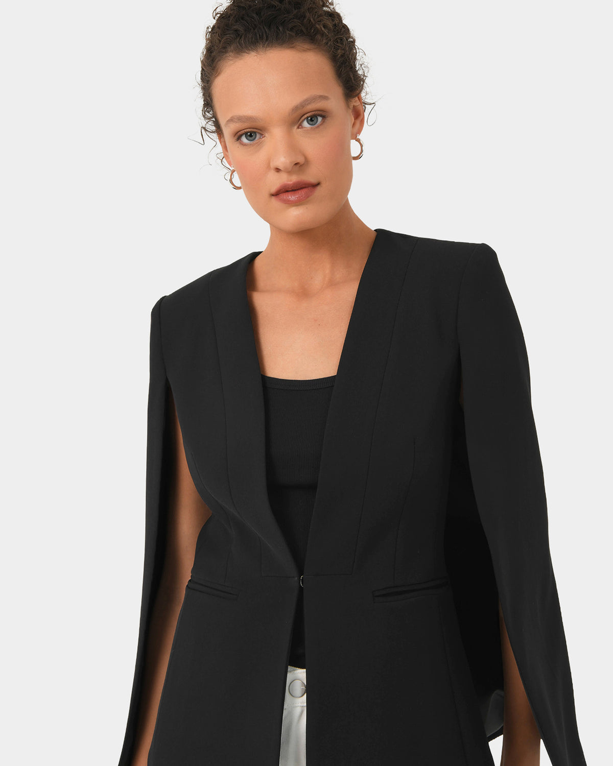 Christina 2 Cape Jacket in black — close-up view
