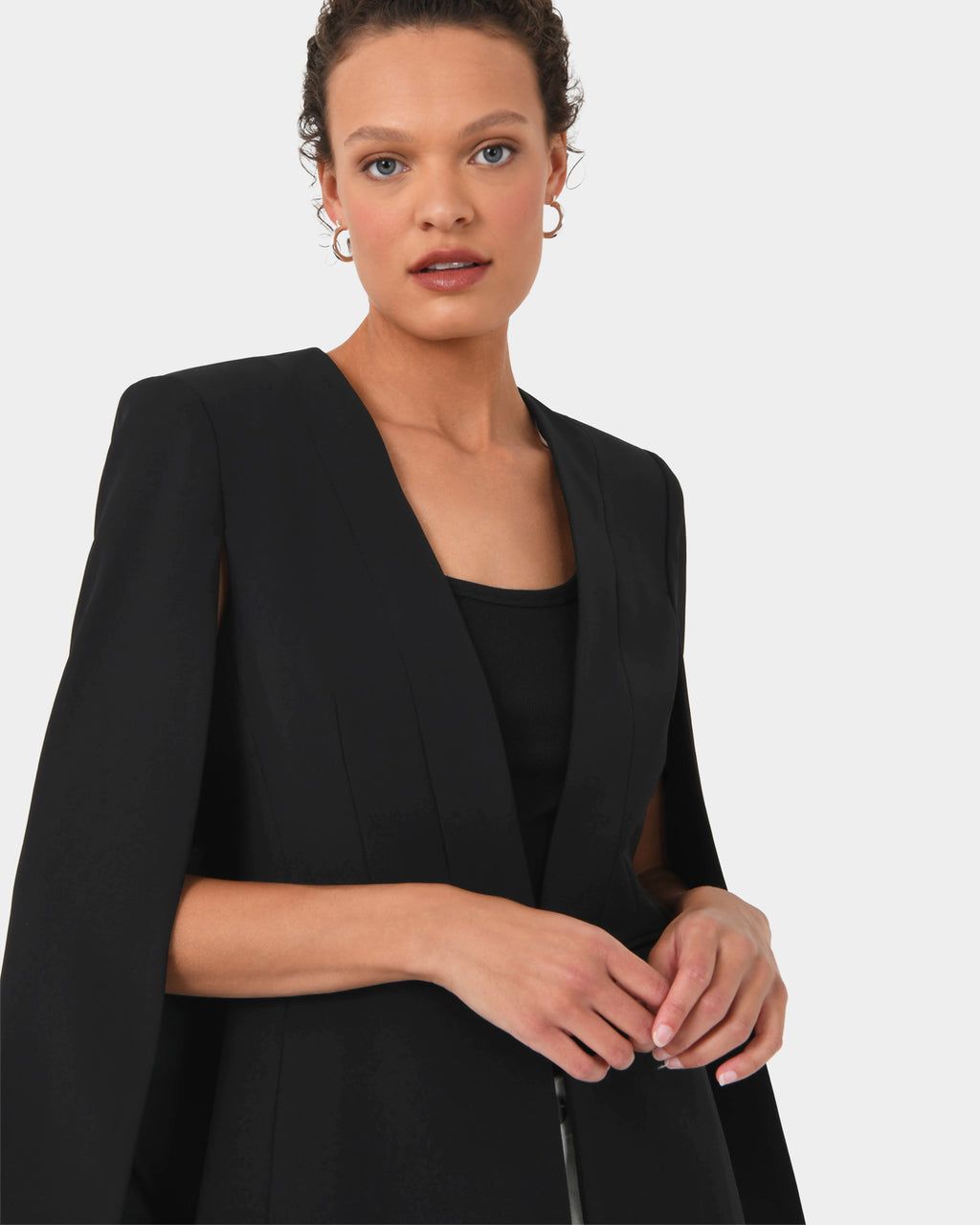 Christina 2 Cape Jacket in black — close-up view 2