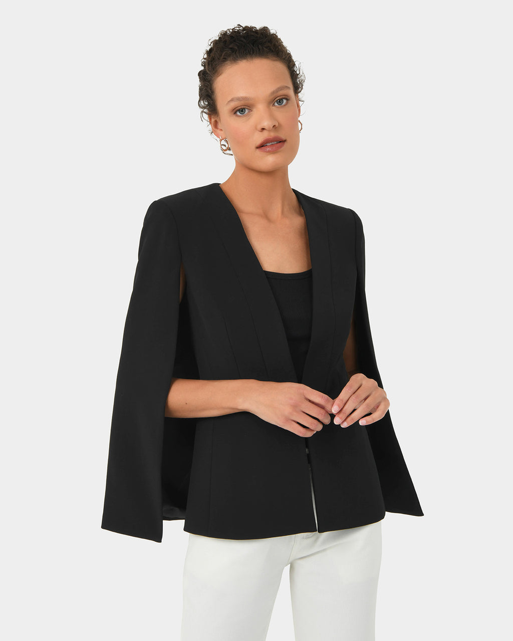Christina 2 Cape Jacket in black — full-length view