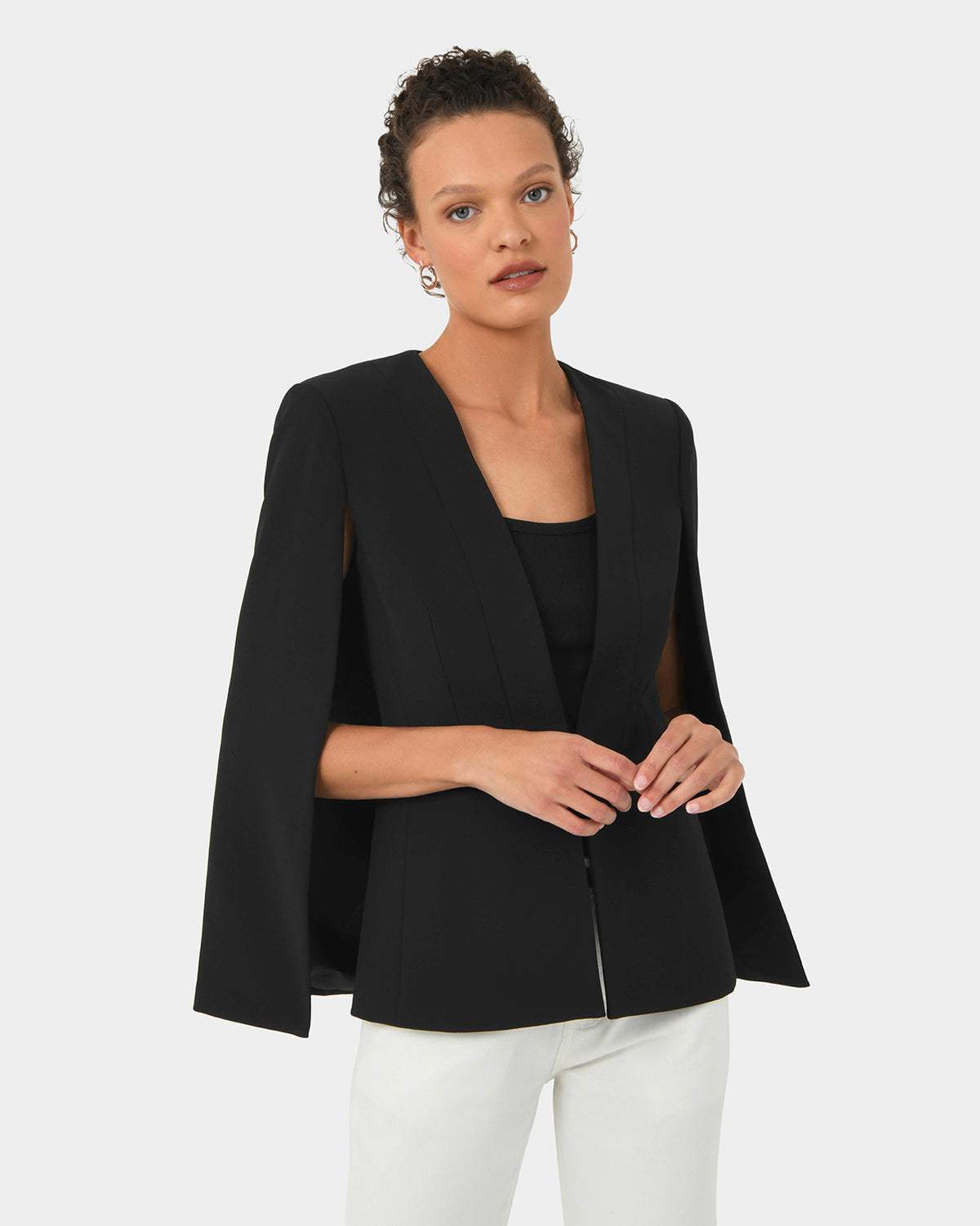 Christina 2 Cape Jacket in black — full-length view