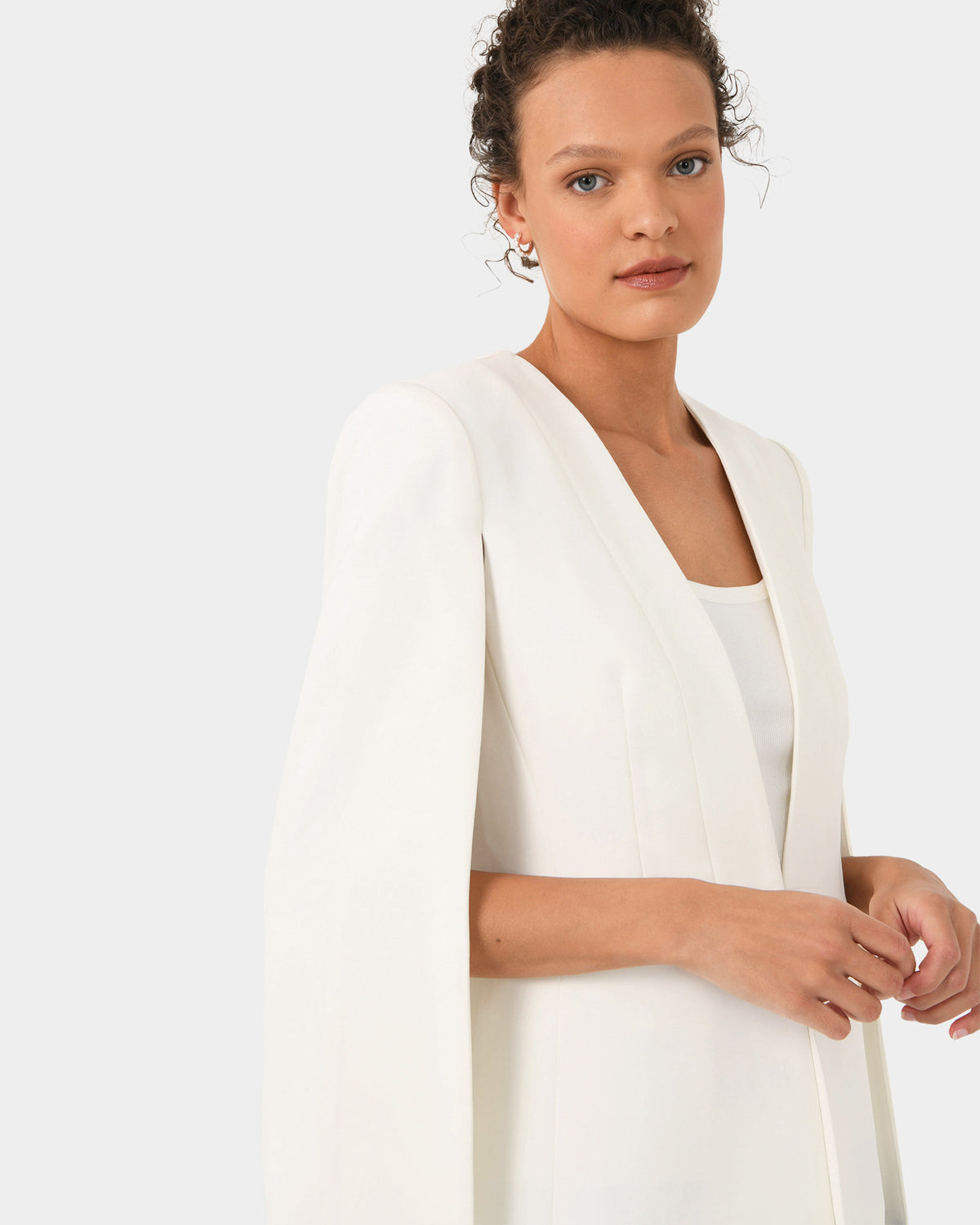 Christina 2 Cape Jacket in ivory — close-up view