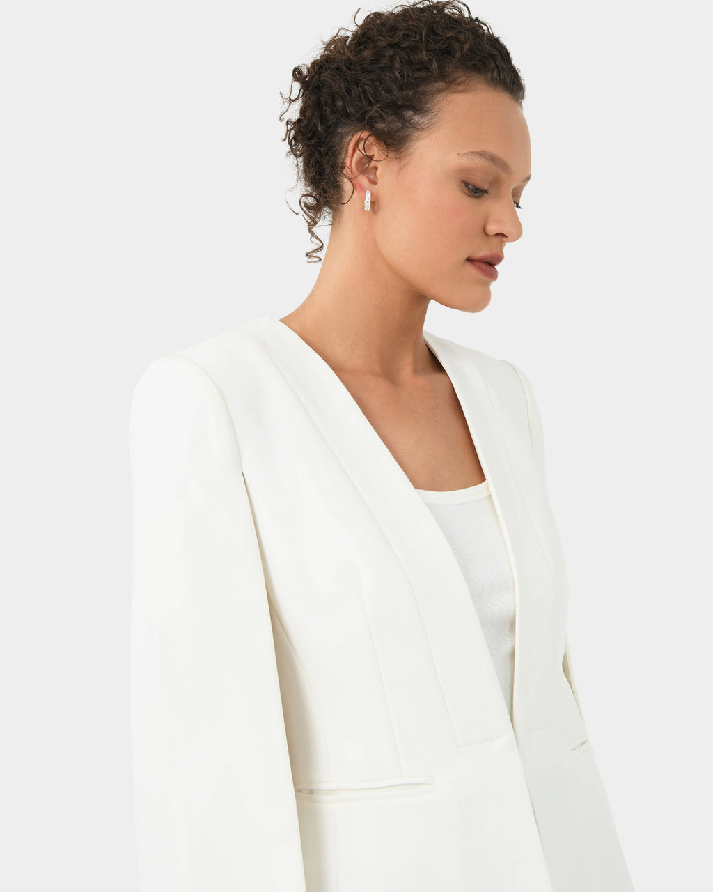 Christina 2 Cape Jacket in ivory — fabric detail