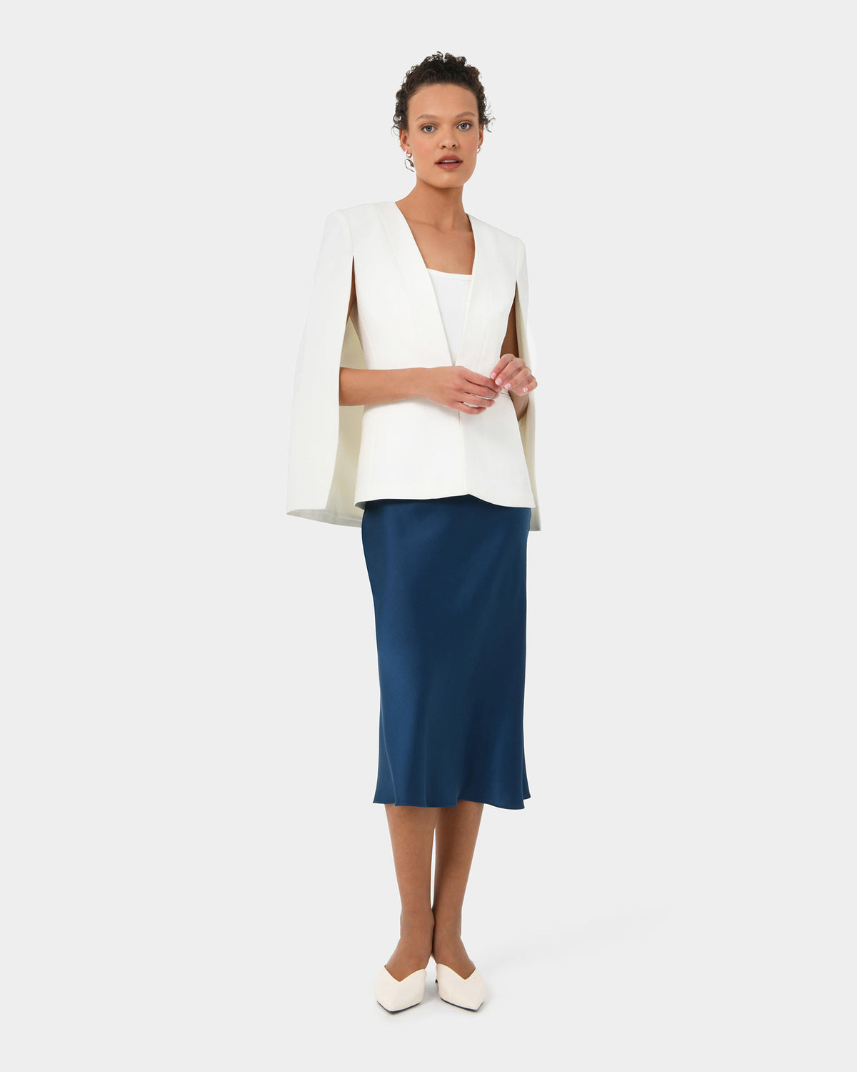 Christina 2 Cape Jacket in ivory — full-length view