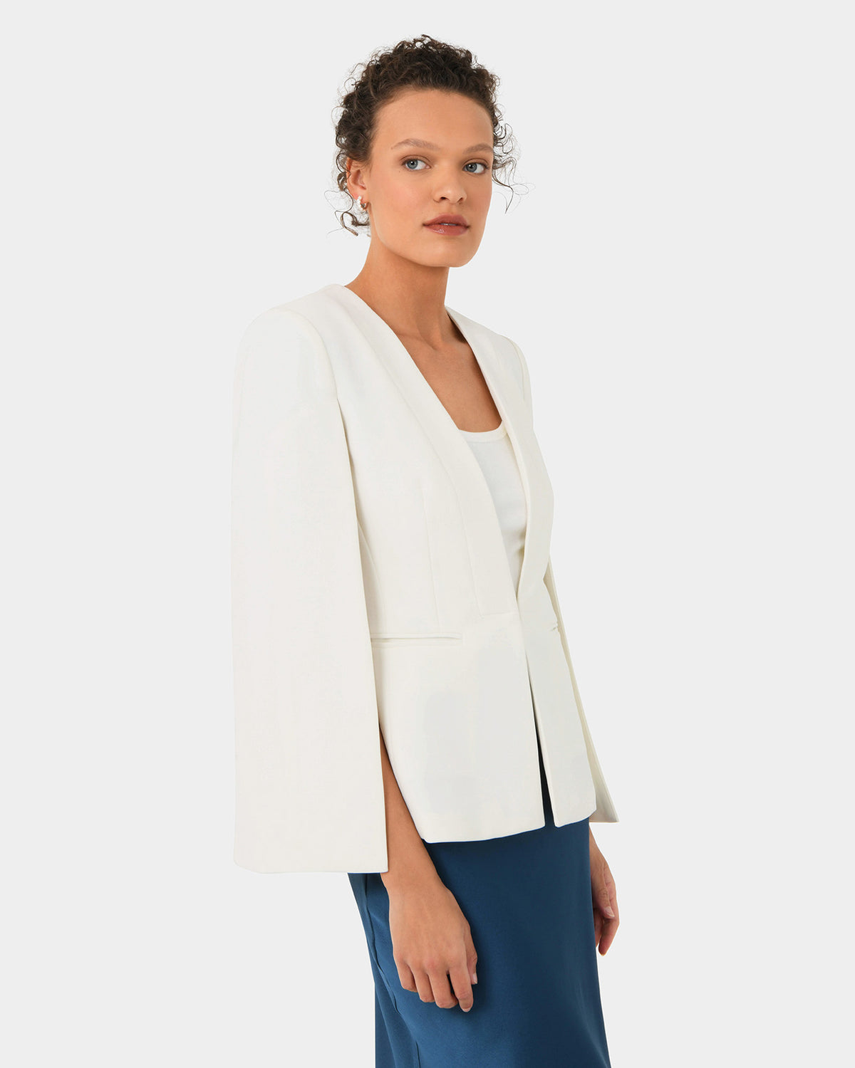 Christina 2 Cape Jacket in ivory — side view