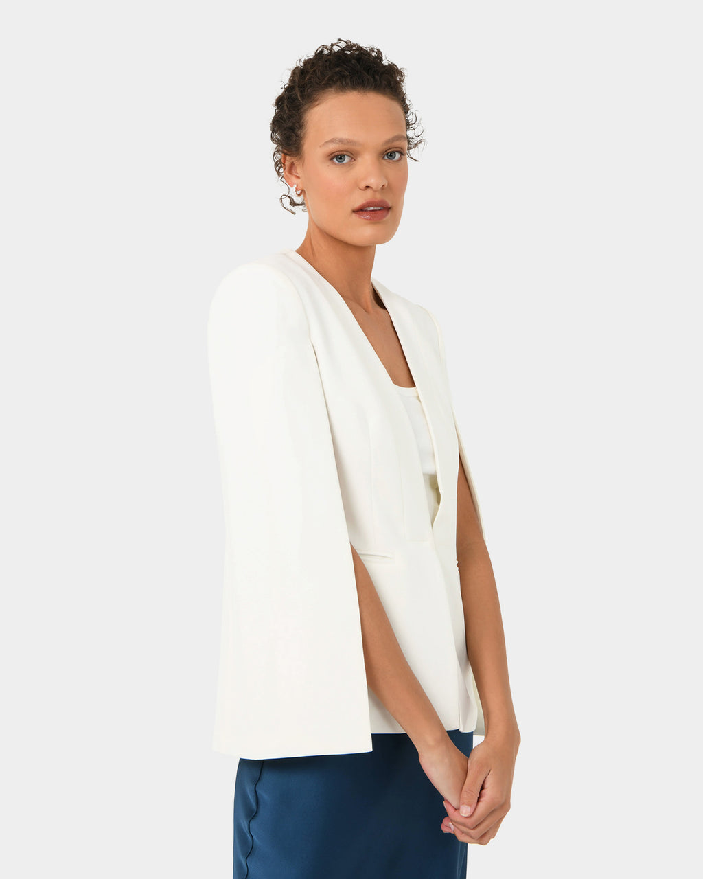 Christina 2 Cape Jacket in ivory — side view 2