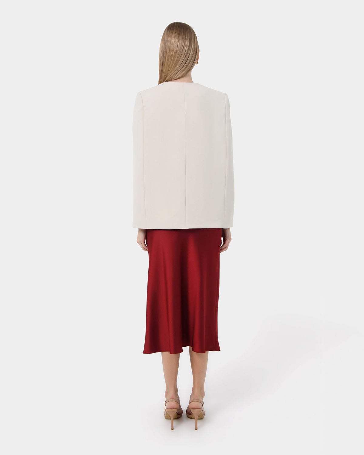 Christina 2 Cape Jacket in pale nude — back view