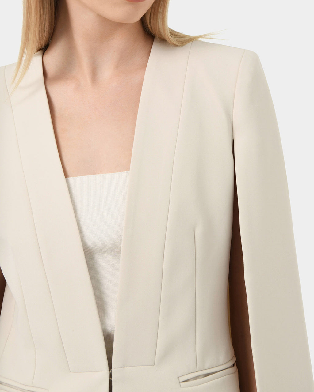 Christina 2 Cape Jacket in pale nude — fabric detail