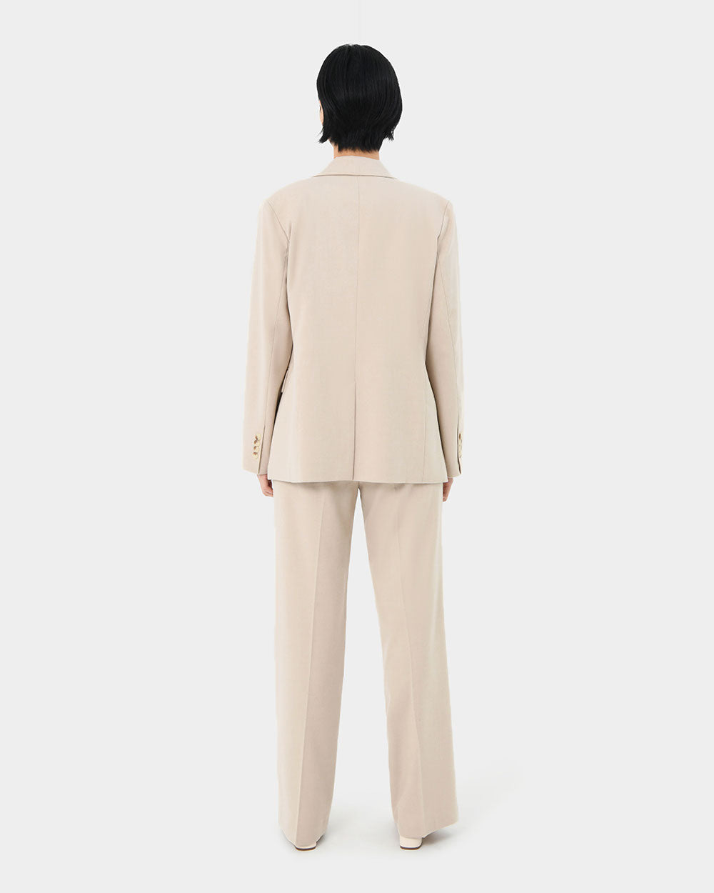Mariel Double Breasted Blazer in sand beige — back view
