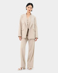 Mariel Double Breasted Blazer in sand beige — full-length view