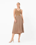 Shiloh V-Neck Top in caramel — full-length view
