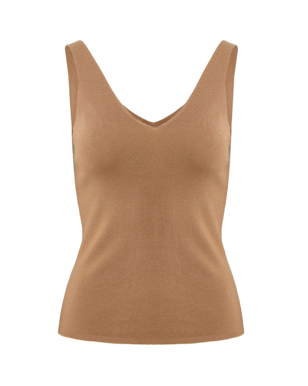 Shiloh V-Neck Top in caramel — product-only view