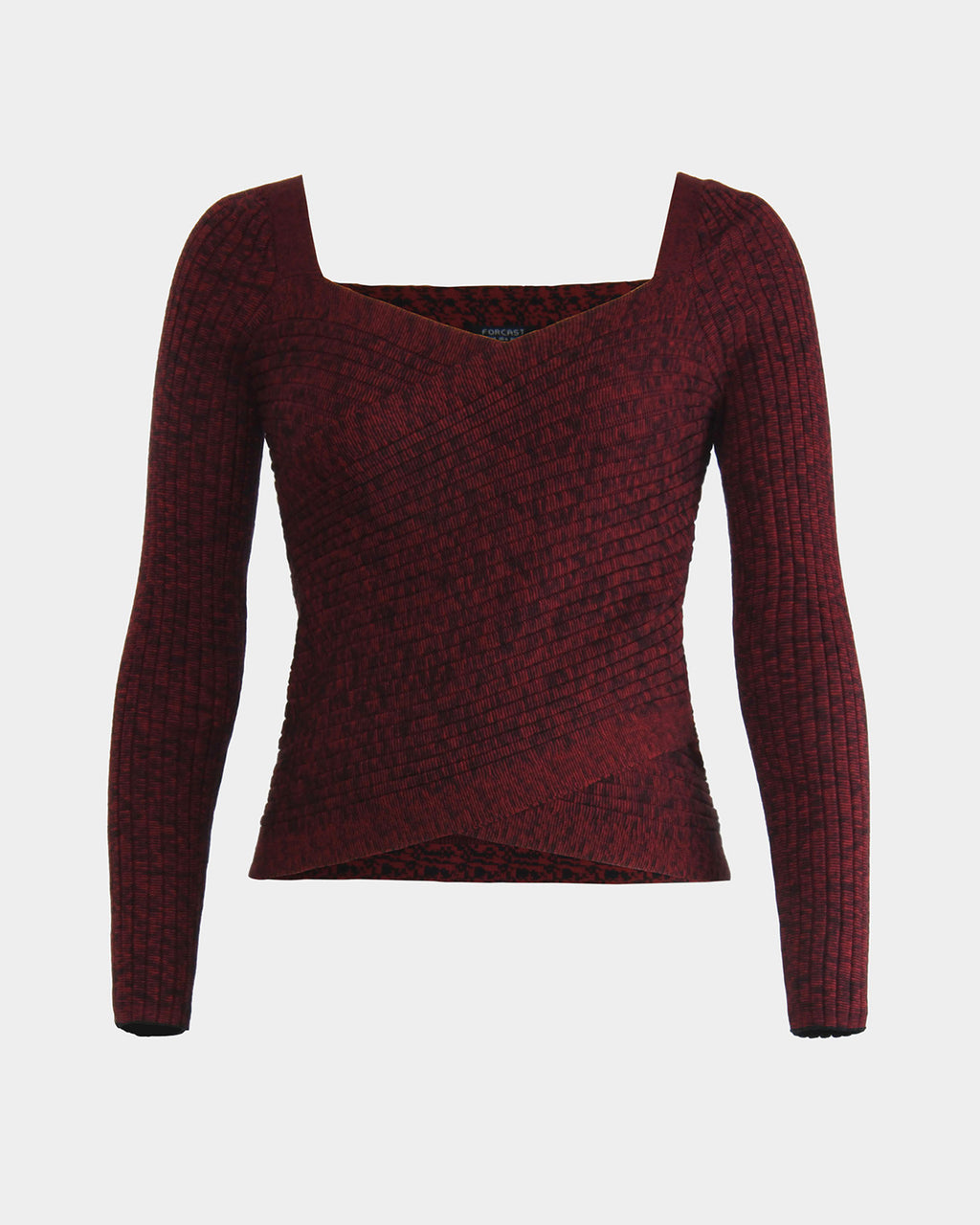 Cienna Cross Over Knit Top in ruby — product-only view