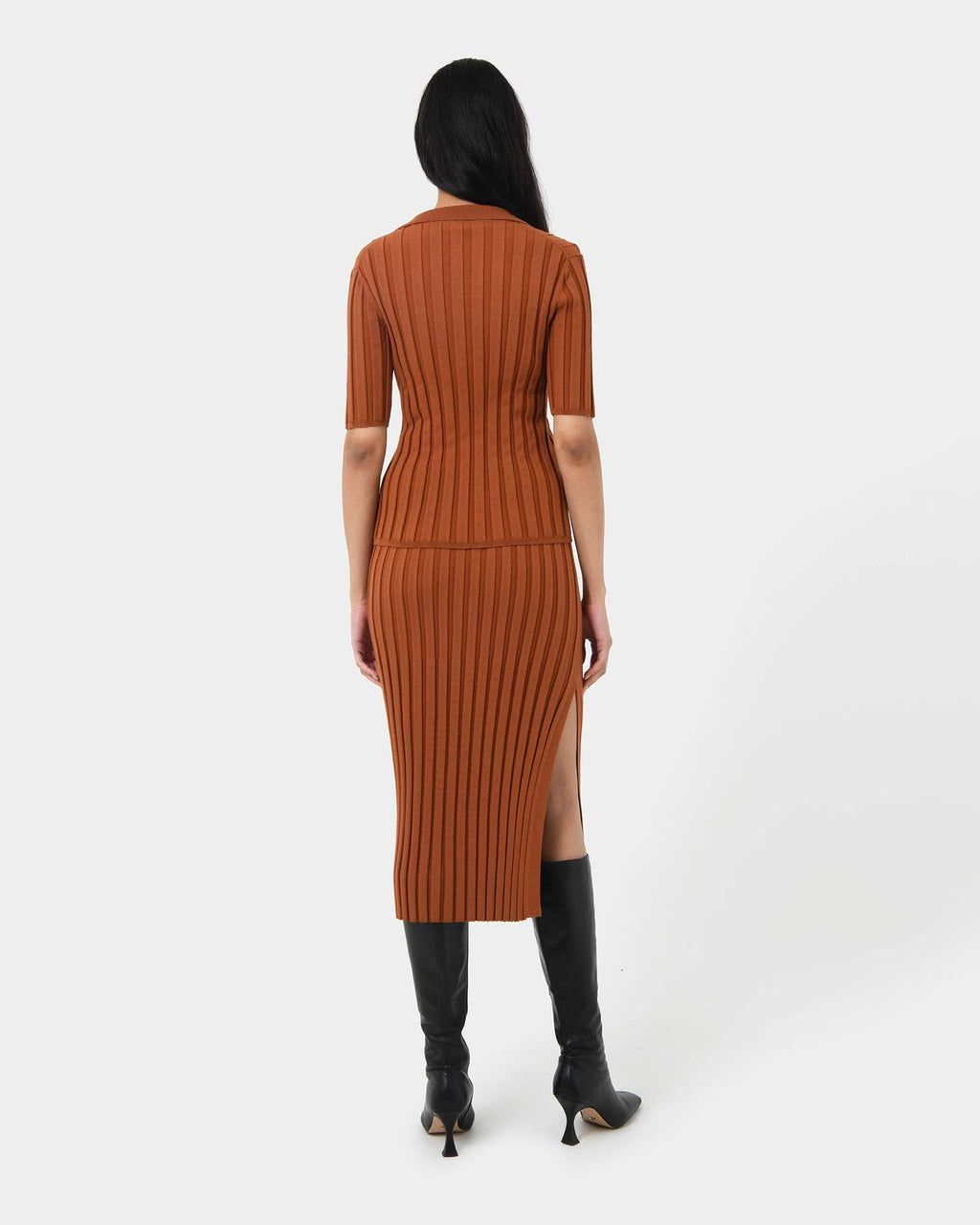 Manhattan Polo Knit Top in rust — back view