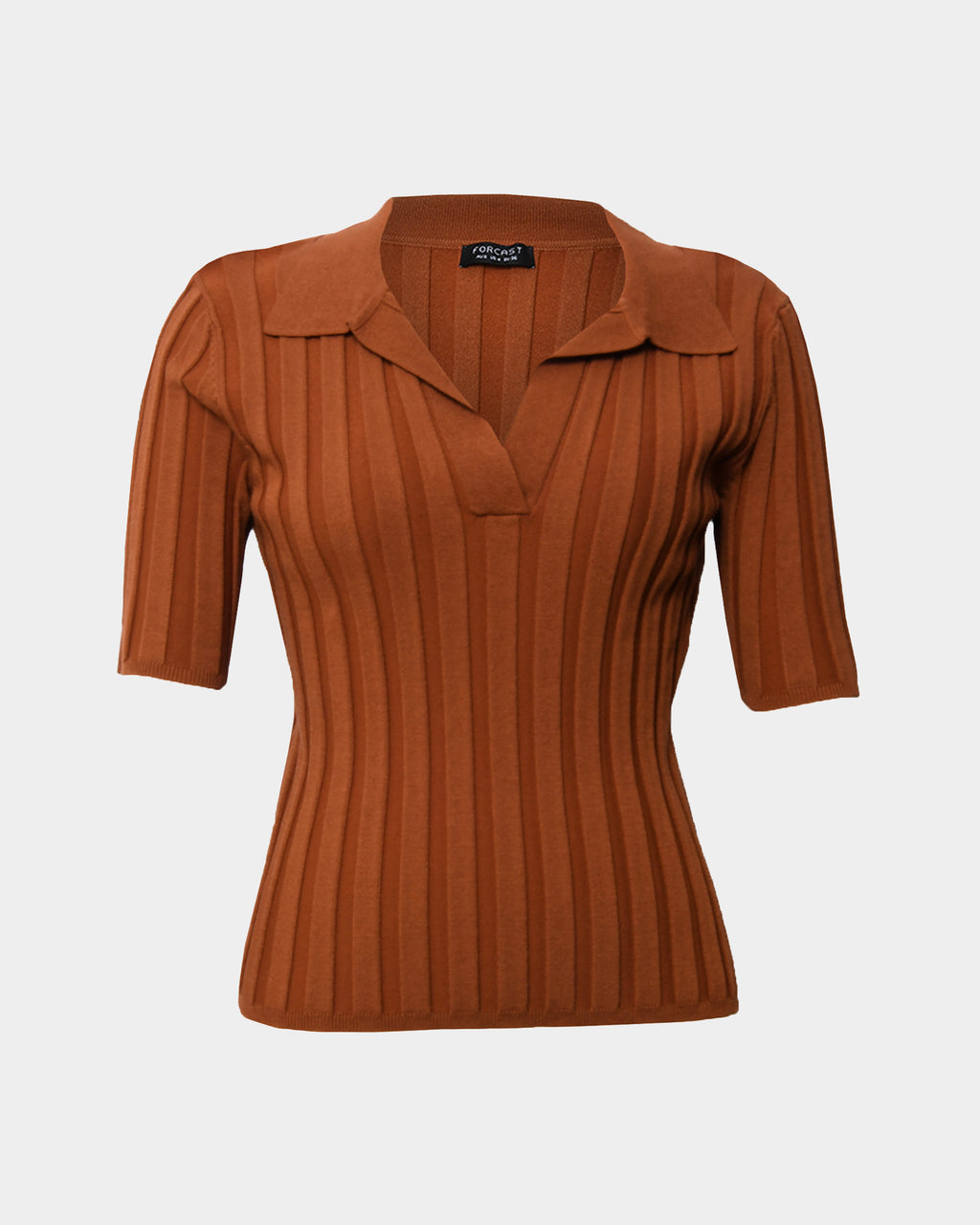 Manhattan Polo Knit Top in rust — product-only view
