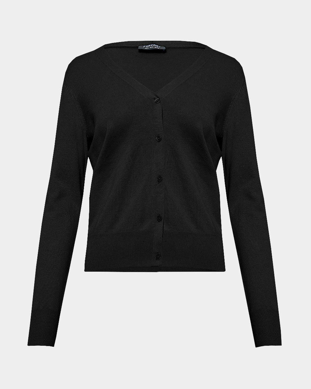 Nicolette V-Neck Knit Cardigan in black — product-only view