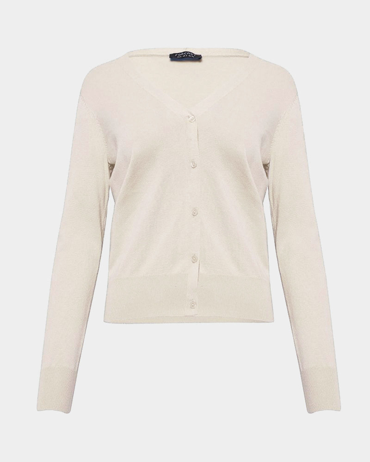 Nicolette V-Neck Knit Cardigan in bone — product-only view