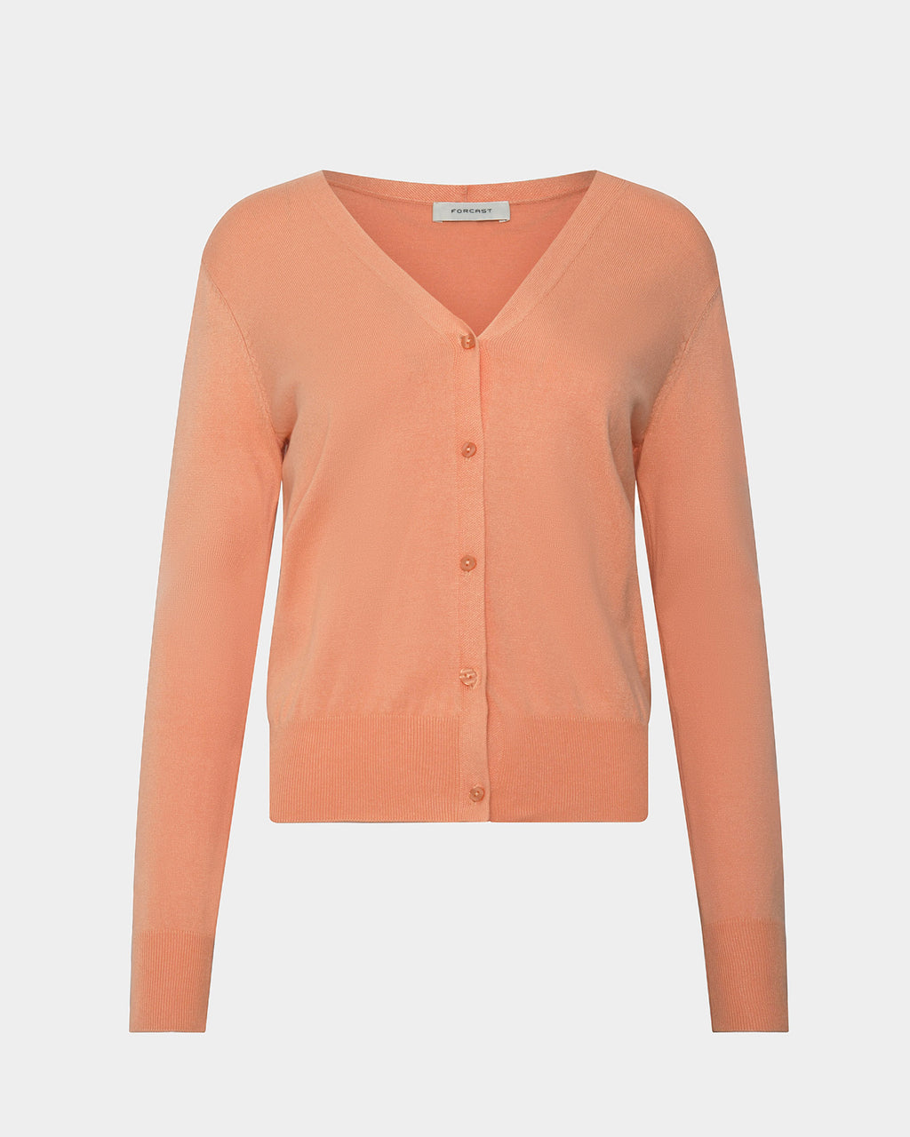 Nicolette V-Neck Knit Cardigan in coral cream — product-only view