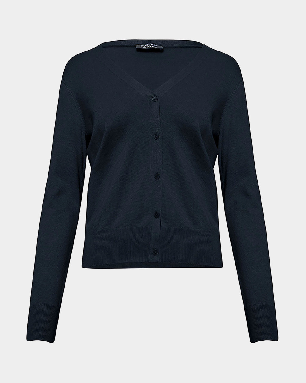 Nicolette V-Neck Knit Cardigan in dark navy — product-only view