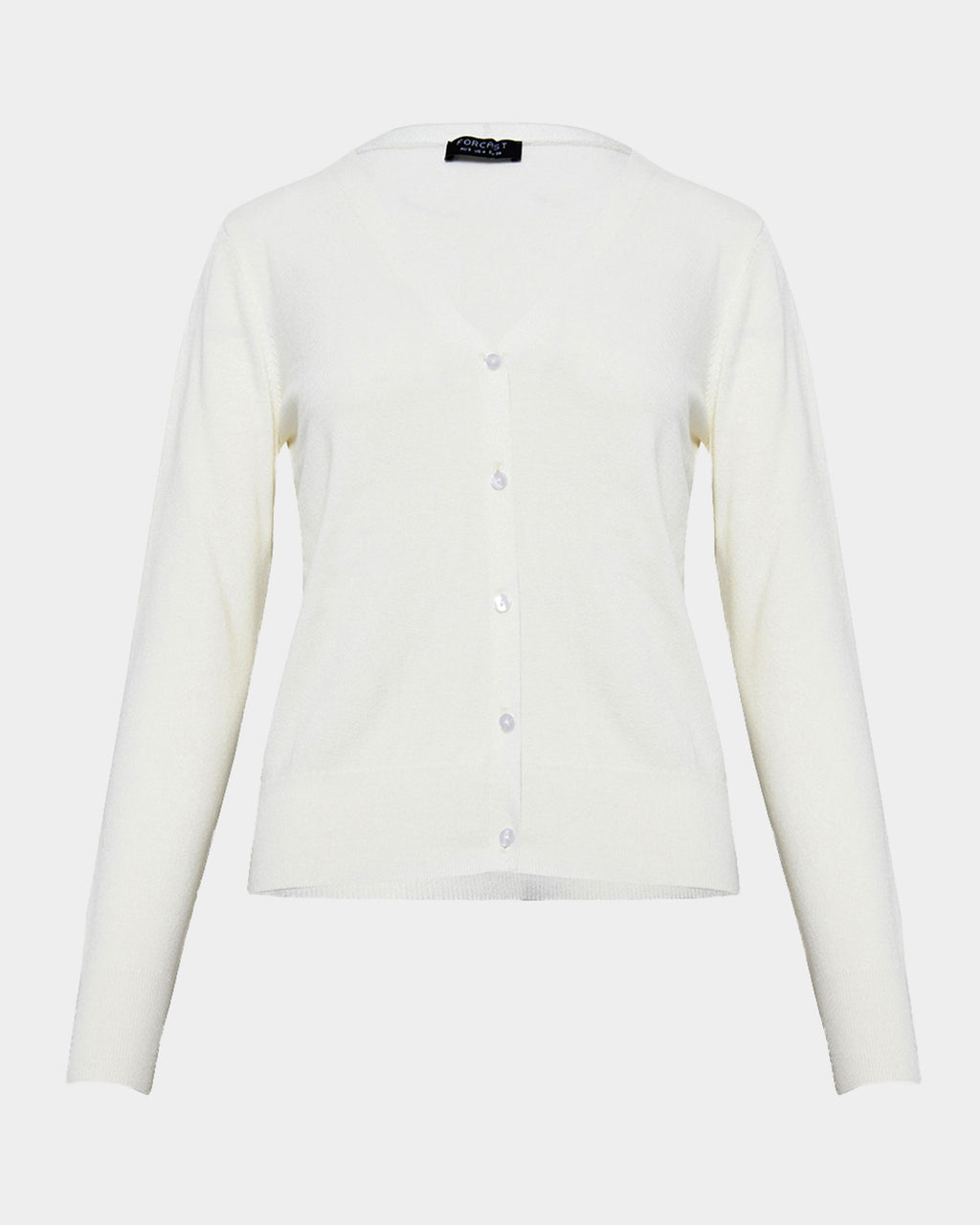 Nicolette V-Neck Knit Cardigan in ivory — product-only view