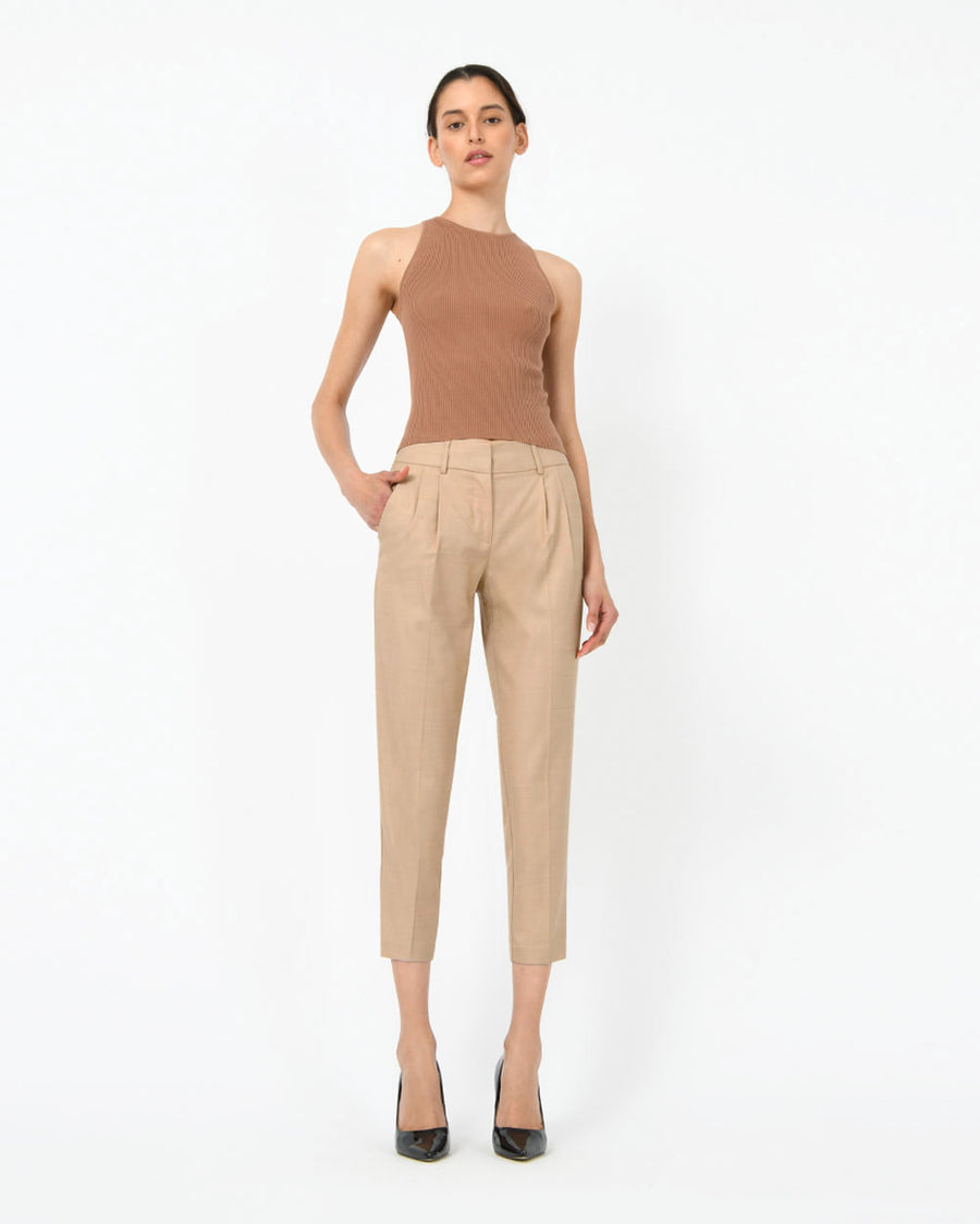 Sylvie Tapered Pants in pink salt — full-length view