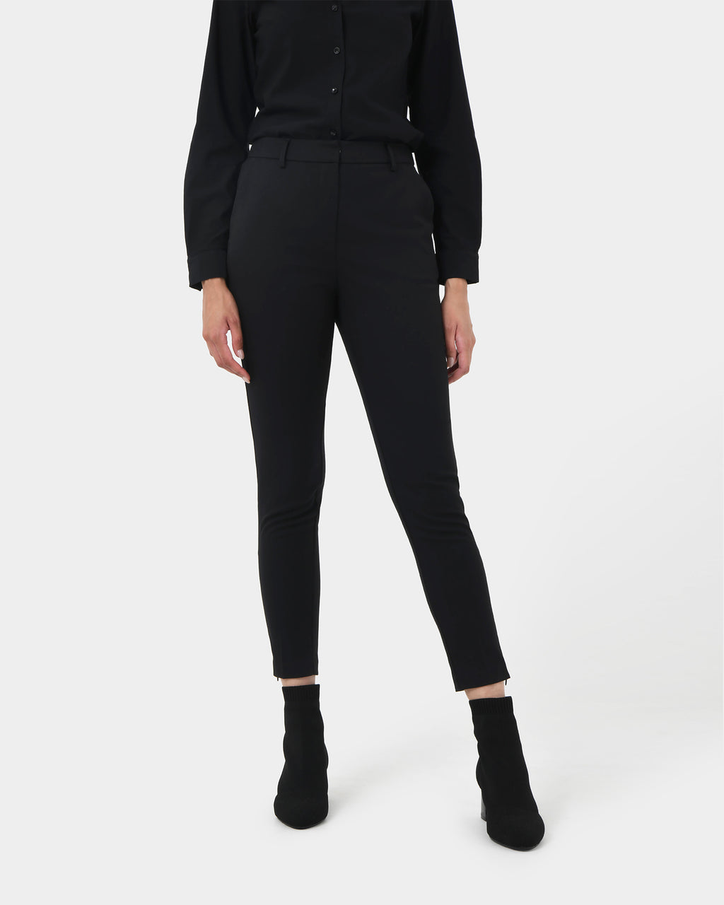 Karlie Slim Fit Trousers in black — close-up view