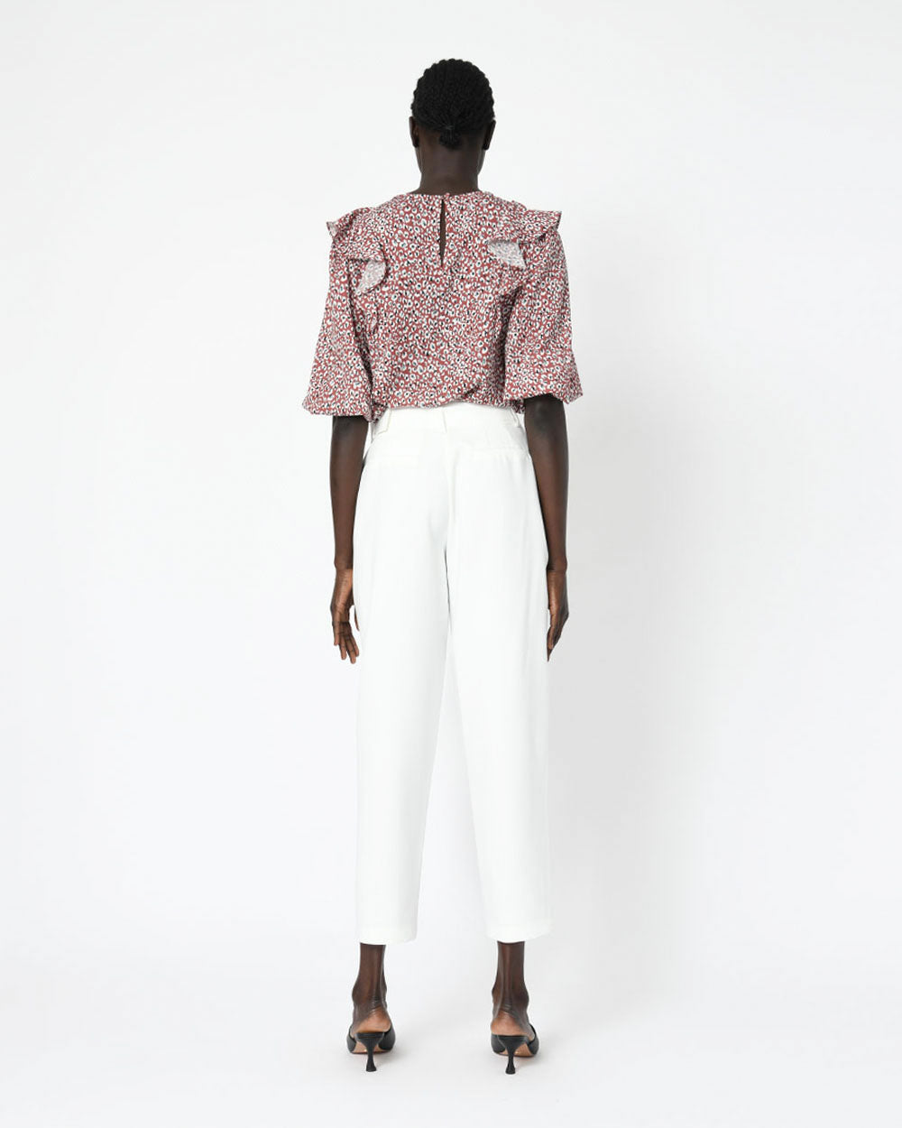 Kaylie High Waisted Pants in ivory — back view