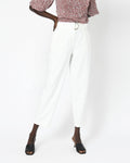 Kaylie High Waisted Pants in ivory — close-up view