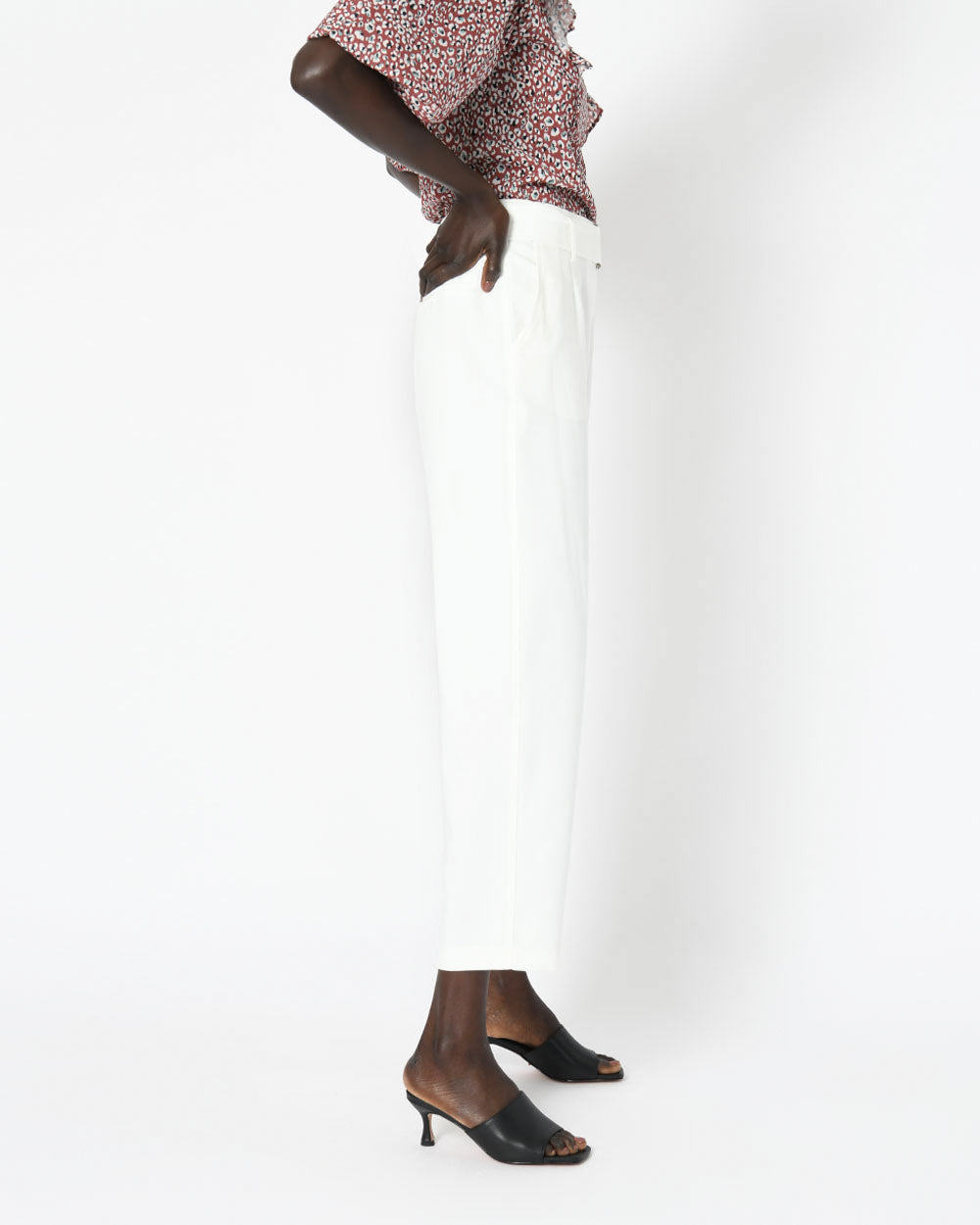 Kaylie High Waisted Pants in ivory — side view 2
