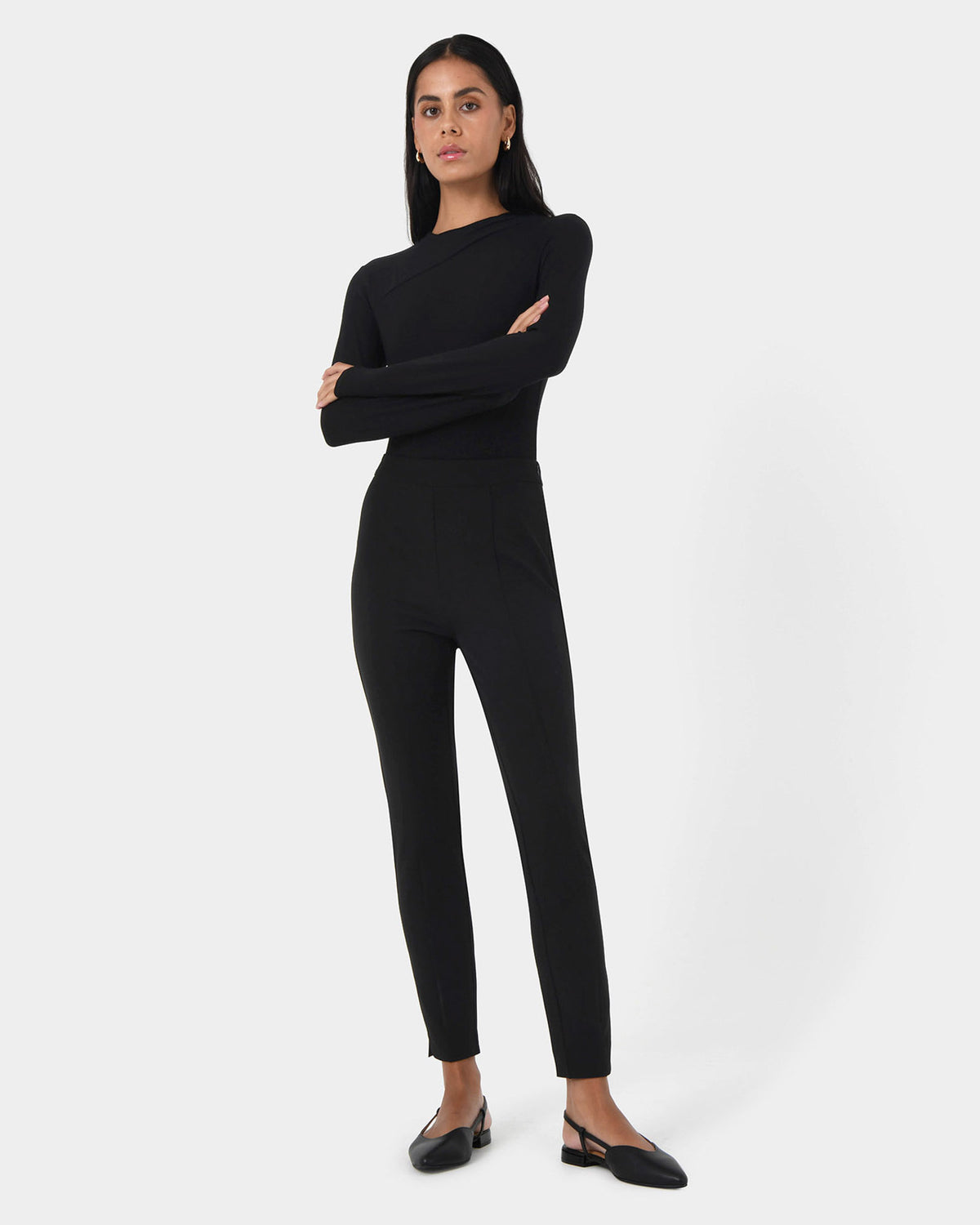 Rufio High-Waisted Skinny Pants in black — full-length view