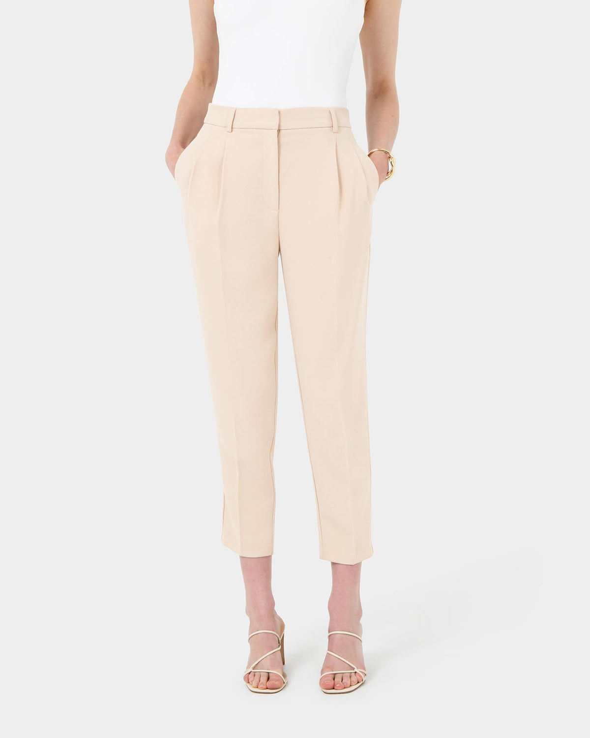 Carter 2 Slim Pants in ecru — close-up view