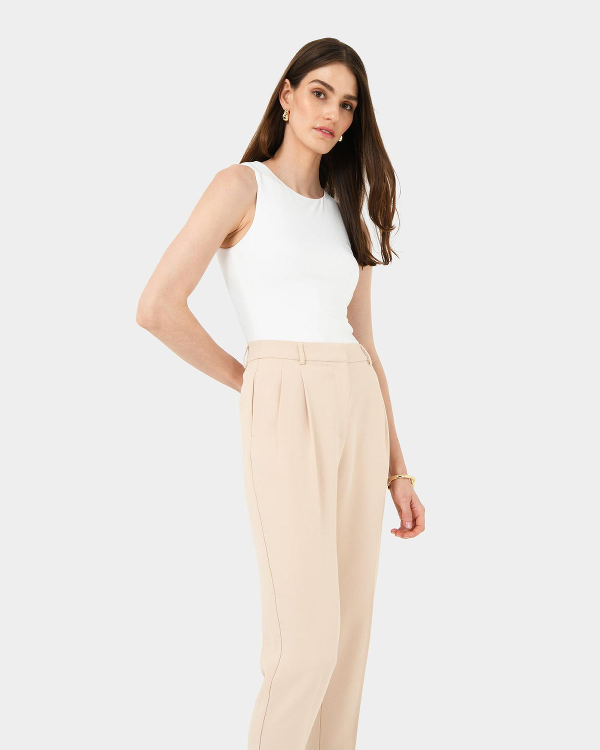 Carter 2 Slim Pants in ecru — side view