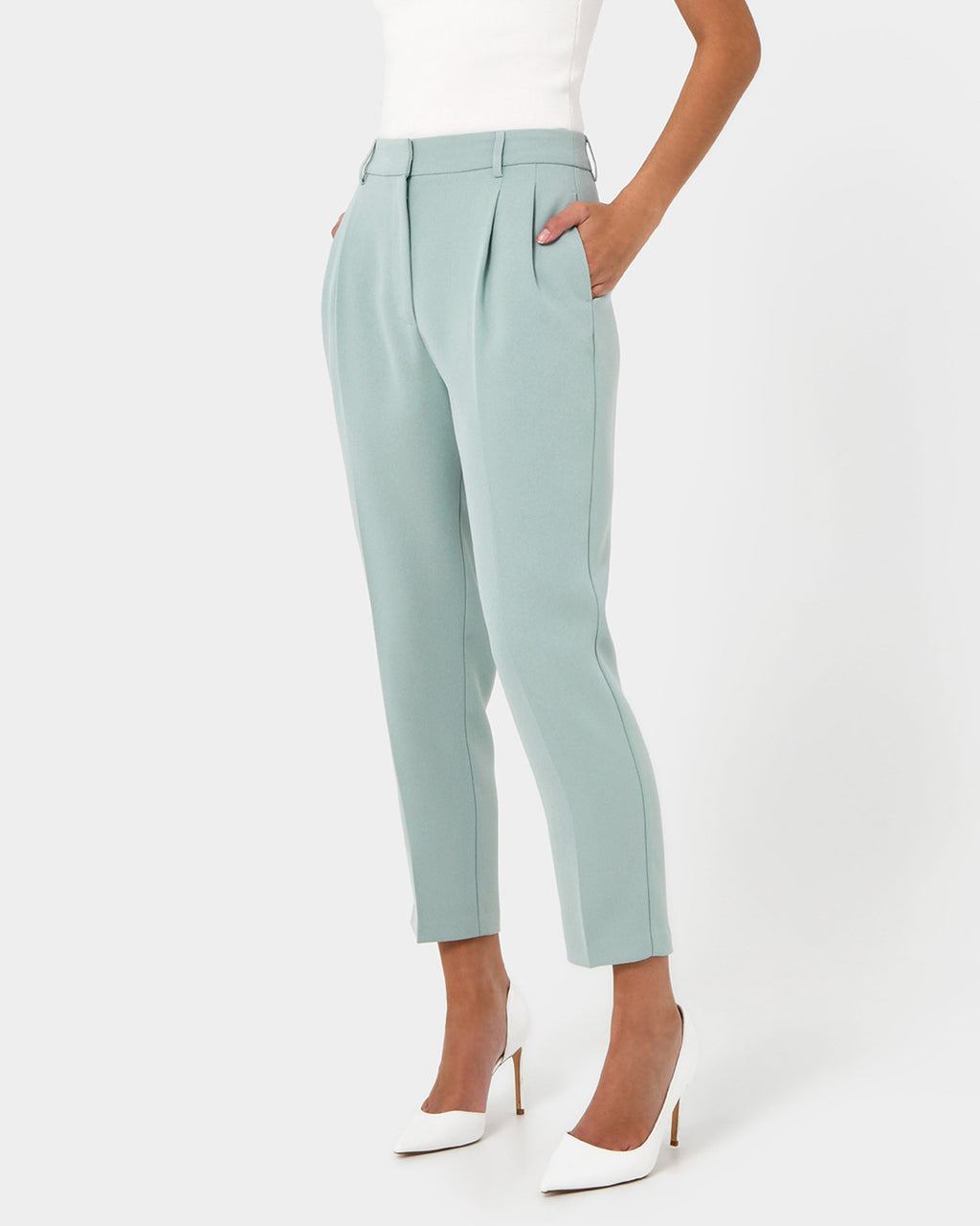 Carter 2 Slim Pants in pastel sage — side view