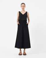 Dixie Cropped Palazzo Pants in black — full-length view