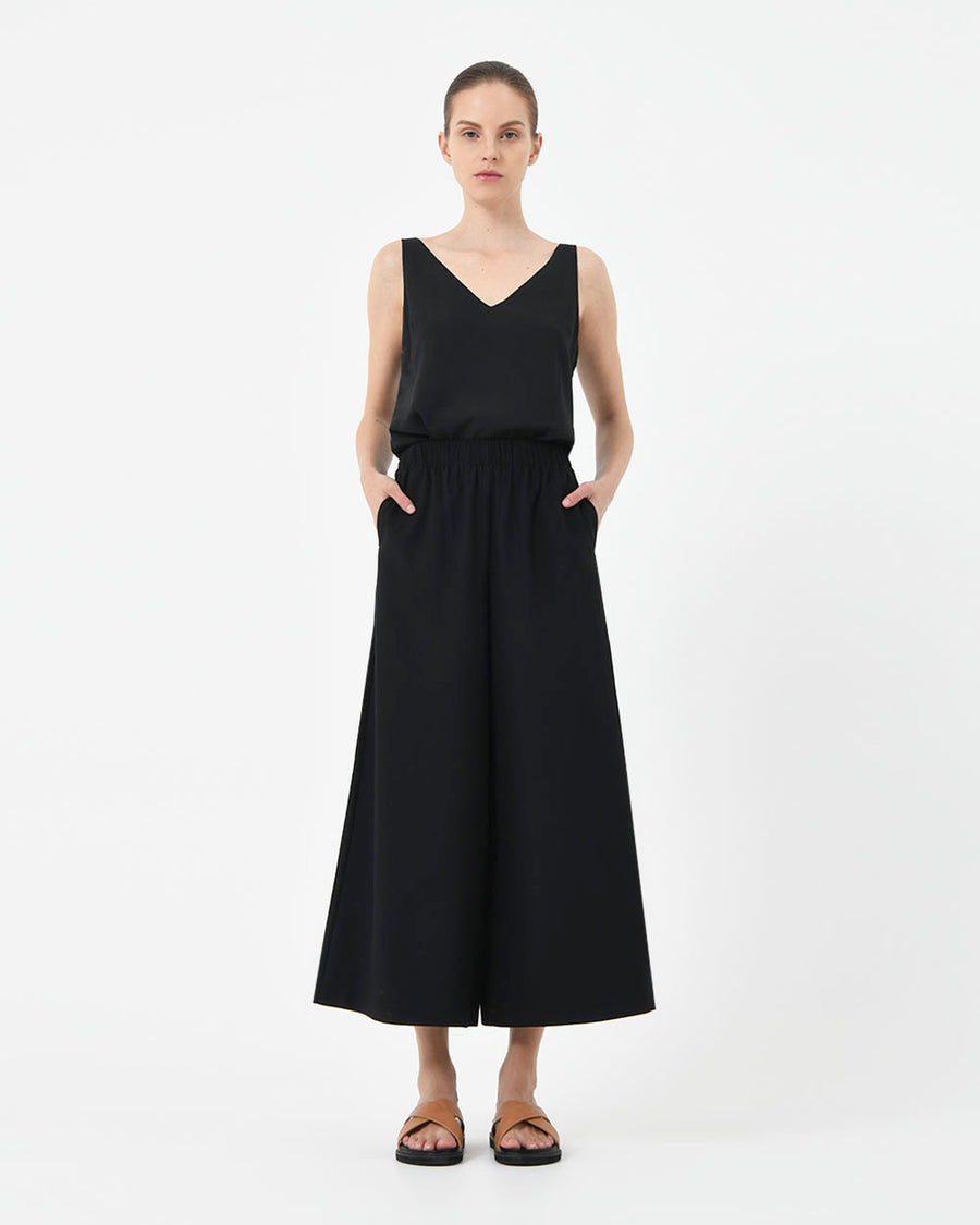 Dixie Cropped Palazzo Pants in black — full-length view