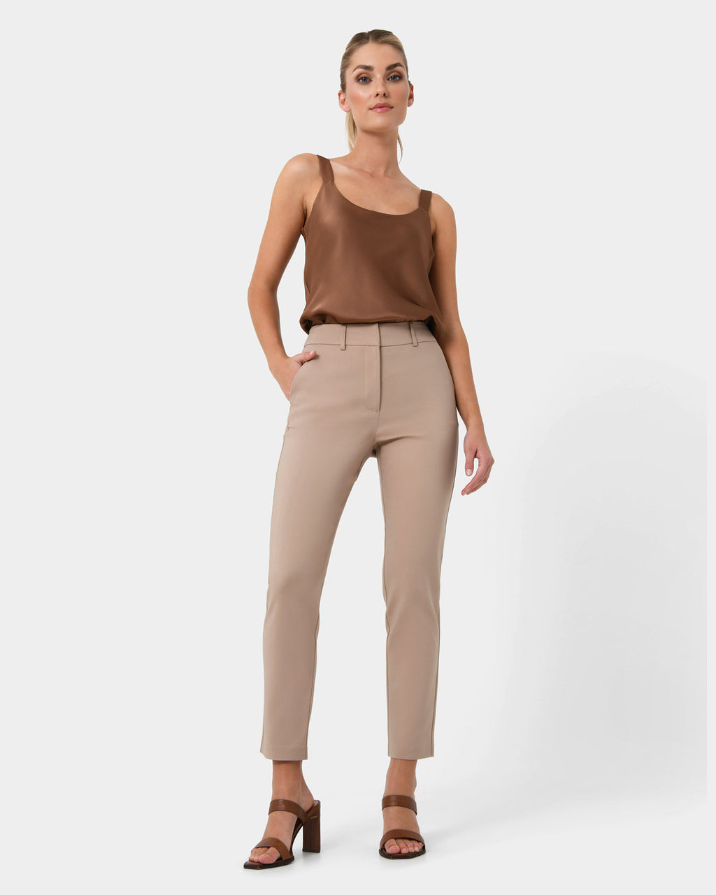 Safira High-Waist Trousers in birch — full-length view