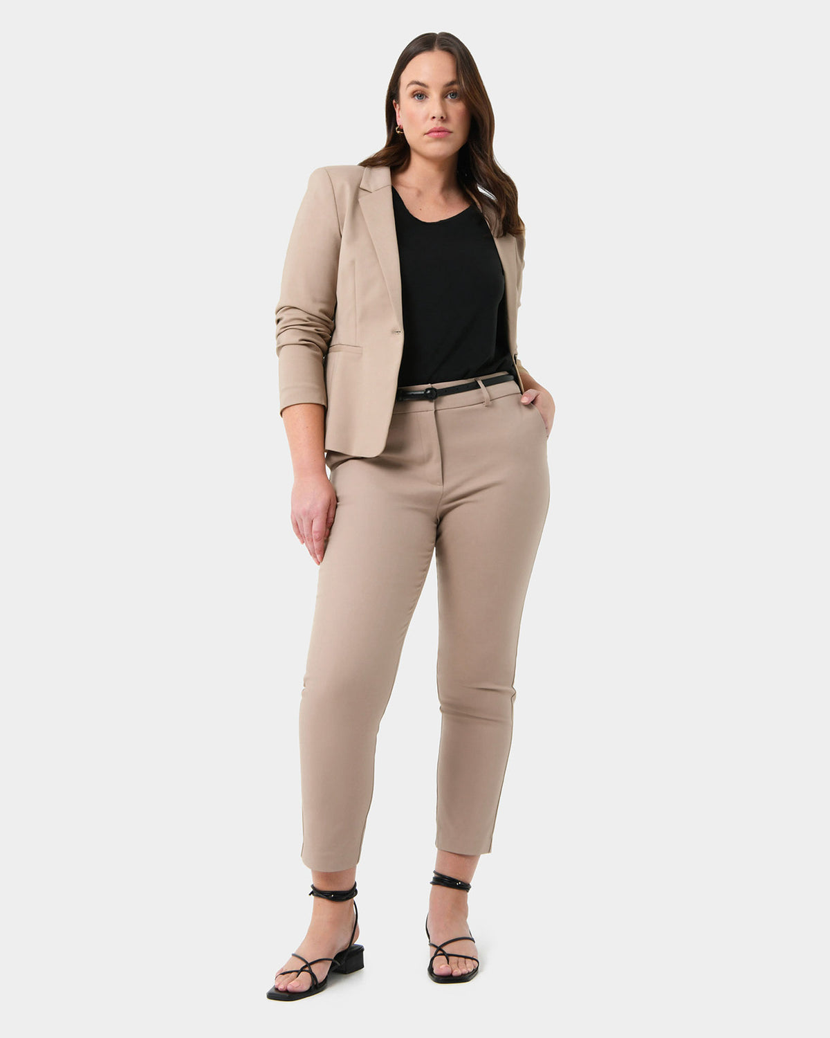 Safira High-Waist Trousers in birch — full-length view 4